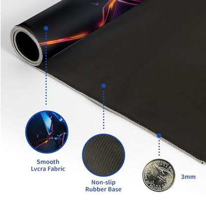 Stylish Geometric Mouse Pad Abstract Black Mouse Pad 31.5x11.8 Inch Geometric Texture Non-Slip Rubber Base Large Mousepad Stitched Edges Keyboard Mouse Mat Desk Pad for Office and Home - color: Stylish Geometric