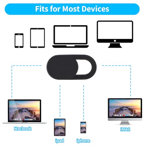 Thin Webcam Cover Slide, 8PCS Phone Camera Cover Laptop Camera Blocker Slider Strong Adhesive Protect Privacy Security Compatible with Tablet Desktop PC Smartphones(Black) - color: Black
