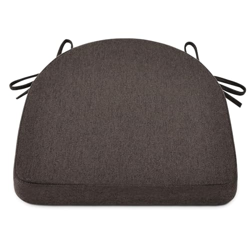 Shinnwa Dining Chair Cushions, Non-Slip Kitchen Chair Cushions with Ties and Machine Washable Cover, 17 x 16.5 x 2in, Dark Brown - color: Dark Brown