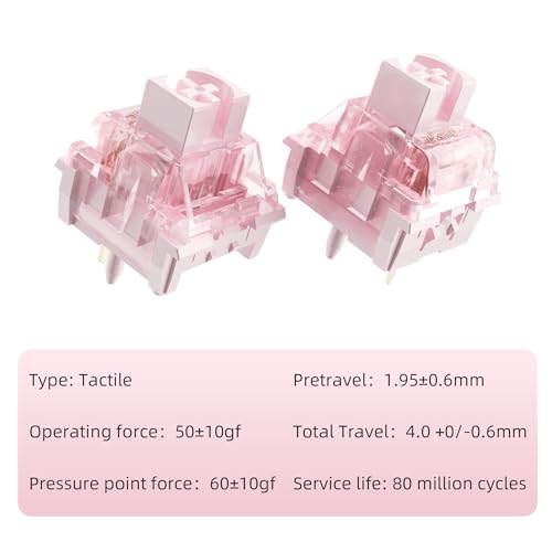 Zhouwang Pink Keyboard Switches,5-Pin Pre-Lubed with Wall Dustproof Tactile Switches for MX Mechanical Gaming Keyboard(Pink,36PCS) - color: Pink, size: 36Pcs