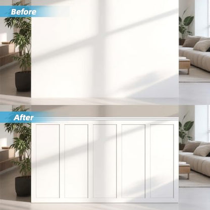 Art3d Premade Board and Batten Paintable Wainscoting Kit, MDF Accent Wall Panel for Kitchen Bedroom Living Room Home Decor Covers 189 x 54 in. Molding Trim Slat with Edge Strip - size: 189 x 54 Inch
