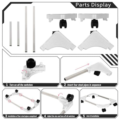 Liitrton Mobile CPU Stand Adjustable Computer Tower Stand with 4 Caster Wheels Fits Most PC (White) - color: White