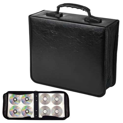 400 Capacity CD Case Holder, PU Leather CD DVD Storage Binder Media Organizer with Zipper, Portable Storage Booklet Album Box for Vehicle Home Office, Car Accessories - color: 400 Capacity