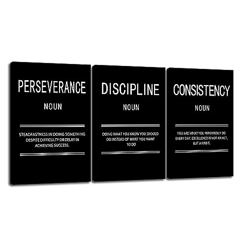 Motivational Canvas Office Print Wall Art Perseverance Discipline Consistency Inspirational Picture Poster Painting Modern Inspiring Artwork for Home Living Room Decor Ready to Hang [48''W x 24''H] - color: Inspirational-8, size: 24.00" x 48.00"