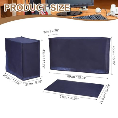 PATIKIL Computer Dust Cover Set, 34" Monitor Keyboard and Host PC Dust Proof Computer Protection Case for Desktop PC CPU Protector - 3Pcs (Blue) - size: 34"