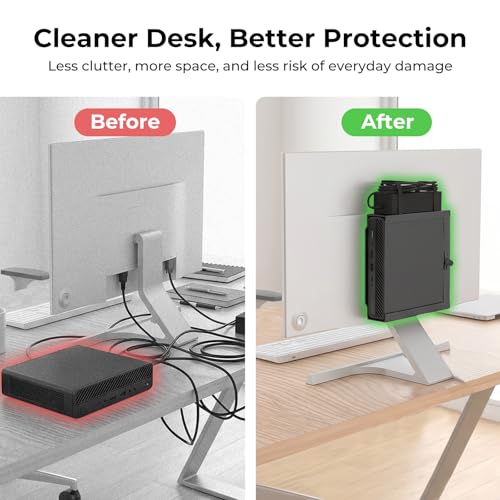 Mini PC Mount for HP with Desk Clamp Micro PC VESA Wall Under Desk Mount and C-Clamp Desktop Mount for HP EliteDesk 800 805 705, Pro Mini 400 260, ProDesk 600 400 405 Mini PC Wall Mount