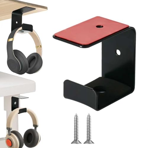 Strong Adhesive Headphone Holder Under Desk, Aluminum Headset Mount Hook with Rubber Pad - 2 Installation Styles for Gaming, Office, Classroom (1 Pack) - color: Upgraded, size: 1 Pack