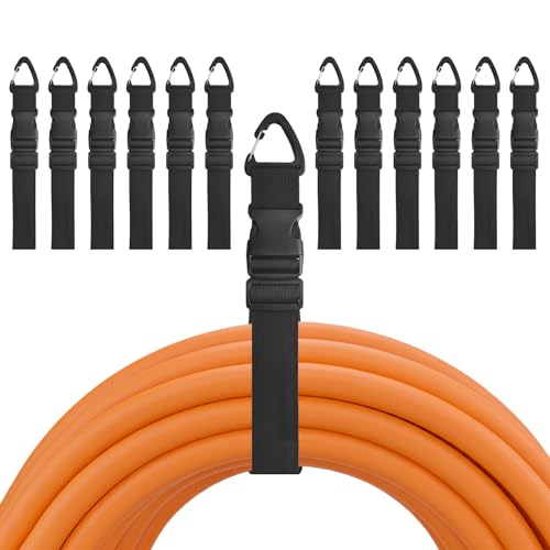 13PCS Heavy Duty Extension Cord Holder Organizer, 17.72IN Adjustable Storage Straps with Triangle Clips, 50lbs Capacity Hanger for Garage Organization, Workshop, RV&Garden Hose Management(1IN*17.72IN) - color: 1inch Width, size: 17.72Inch Length