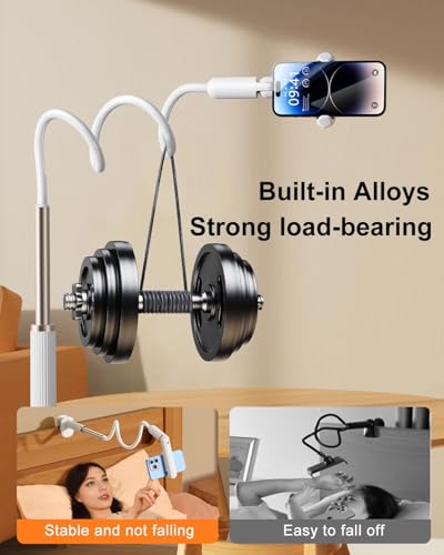 Gooseneck Phone Holder for Bed, Universal Cell Phone Stand with Clamp Mount, 900° Rotation Overhead Phone Mount with Flexible Long Arm for Bedside,Headboard,Desk (43.3 Inches Length) - size: 43.3 Inches Length
