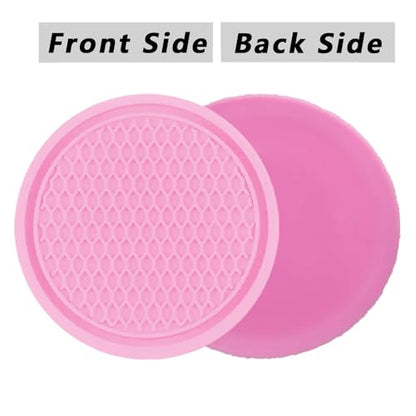 ZSDY Car Cup Coaster, 4PCS Universal Auto Non-Slip Cup Holder Embedded in Ornaments Silicone Coaster, Car Interior Accessories Sets, Pink - color: Pink