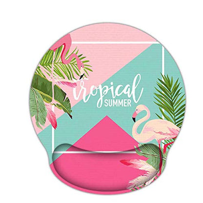 Mouse Pads with Gel Wrist Rest Support,Ergonomic Non Slip Base Memory Foam Wrist Rest Pad Mousepad for Home,Office,Gaming,Computer,Laptop Easy Typing Pain Relief, Flamingo