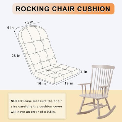 Rocking Chair Cushion - Chenille Fabric, High-Density Sponge, Durable Comfort Double-Sided Tufted Seat Pads with Ties, Chenille︱Cleanroom White, 44x19x4 inch - color: Reversible | White