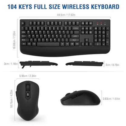 Wireless Keyboard and Mouse Combo, EDJO 2.4G Full-Sized Ergonomic Computer Keyboard with Wrist Rest and 3 Level DPI Adjustable Wireless Mouse for Windows, Mac OS Desktop/Laptop/PC(8 Pack) - color: Black-8 Pack
