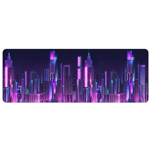 Leather City Desk Pad, Colorful Art Mouse Pad Large Computer Keyboard Gaming Mousepad Waterproof Desktop Protector & Cover, Decorative PU Leather Laptop Mouse Mat Home Decor 10 x 25.6 inch C69 - color: colorful-17