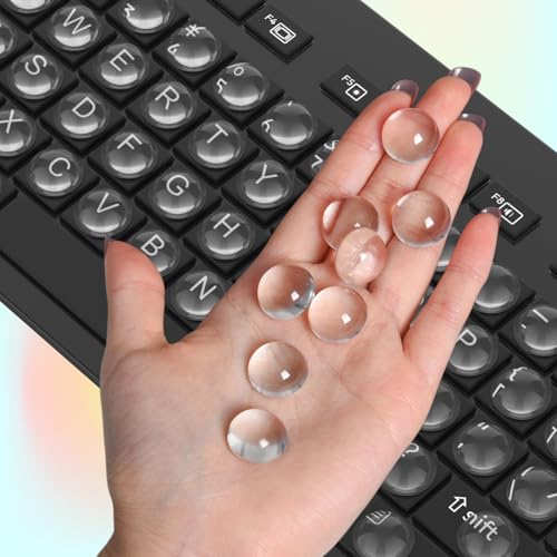 110PCS Glass Keyboard Stickers for Long Nails, Ultra Clear Raised Keyboard Cover with Transparent Adhesive, Reusable Nail Art Typing Glass Sticker for Laptop, PC, Desktop