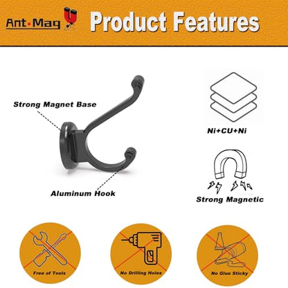 Ant Mag Magnetic Hooks Heavy Duty 140lbs Neodymium Magnet Wall Hooks for Hanging Coats Robes Backpacks Bags Hats Keys Mugs Cups Towels Pack of 4 - size: D1.65in Style1 4 Pack