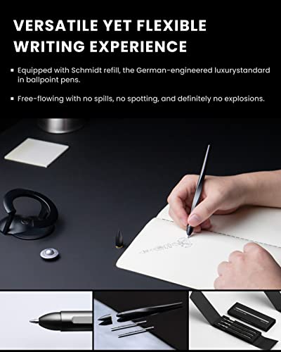 novium Hoverpen Interstellar - Space Black, Ballpoint Pen, 18K Gold-plated Pen Ring, 23.5 Degree Angle, Schmidt Ballpoint Refill, No Spills, No Spotting, No Explosions - color: Space Black, style: 18K Gold-Plated