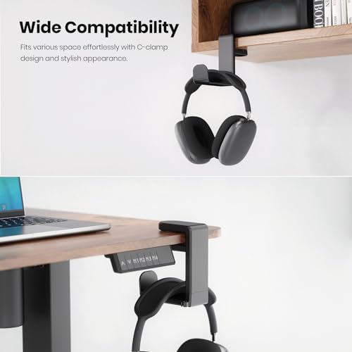 Rotating Headphone Stand - EURPMASK Upgraded PC Gaming Headset Stand, Adjustable Clamp-on Headphone Holder, Headphones Hanger Hook Under Desk with 360 Degree Swivel&Cable Clip Organizer - Darth Vader - color: Darth Vader Black