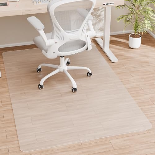 Office Chair Mat, 72" x 46" Clear Computer/Desk Chair Mat for Hardwood Floor, Thicker, Easy Glide, Non-Slip, Protects Hard Surfaces from Scratches, Ideal for Home or Office - color: Translucent, size: 46" x 72" Rectangular