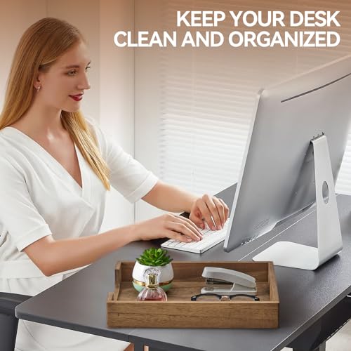 KIRIGEN Wood Letter Tray, Single-Tier Front-Load Desktop Paper Organizer, Brown Wooden Document Tray for Letter and A4 Paper, File Folder, Mail, Home Office Desk, 13.77 x 10.62 x 2.16 Inch, TP-DBR - color: Dark Brown
