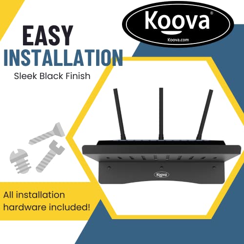 Koova WiFi Router or Speaker Shelf | Floating Shelving for Cable Box, Modem, Gaming System & Streaming Media Devices | Vented Airflow Metal Panel - size: Koova Router Shelf for Horizontal WiFi Routers