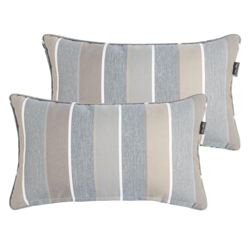 FUNHOME Water Resistant Outdoor Lumbar Pillow Covers 12x20 inch Set of 2,Zipper Pillows Cover,Home Decorative for Sofa Headrest,Patio Furniture Couch Chair Pillows Cover Only(Gray Stripe) - color: Gray Stripe (Cover Only), size: 20" x 12" (Pack of 2)