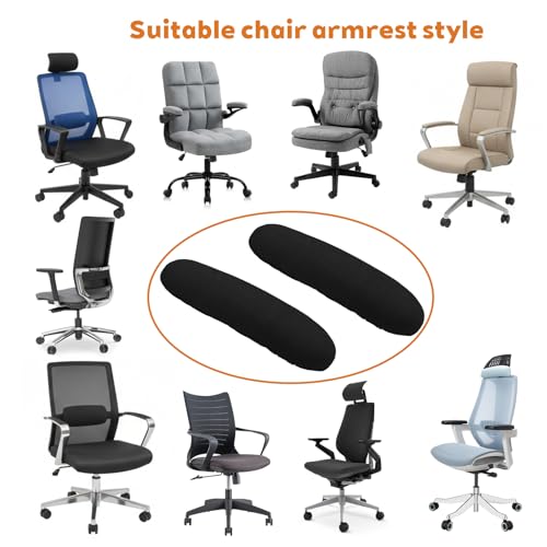 Ouligay 2 PCS Office Chair Arm Covers 15 in Office Chair Armrest Covers | General Stretchable & Removable Desk Chairs Arm Cover Soft Velvet Armrest Protectors for Computer Gaming Chairs Black