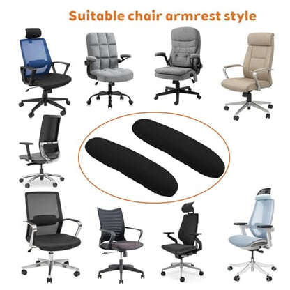 Ouligay 2 PCS Office Chair Arm Covers 15 in Office Chair Armrest Covers | General Stretchable & Removable Desk Chairs Arm Cover Soft Velvet Armrest Protectors for Computer Gaming Chairs Black