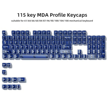 dagaladoo Clear keycaps,Transparent Keyboard keycaps,Jelly Key caps Set,Shine Through keycap，MDA Profile Keyboard caps for Mx Switches Mechanical Keyboard(Dark Blue) - color: Dark Blue