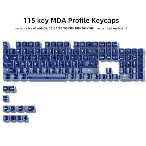 dagaladoo Clear keycaps,Transparent Keyboard keycaps,Jelly Key caps Set,Shine Through keycap，MDA Profile Keyboard caps for Mx Switches Mechanical Keyboard(Dark Blue) - color: Dark Blue