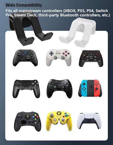 4-Pack Controller Holder Wall Mount, Headset Holder Stand for Xbox Series X/S, PS5, PS4, PC Gaming Stuff Accessories with Stable 3M Adhesive, Strong Adhesive by Screws(Black) - color: Black (4 Pack)