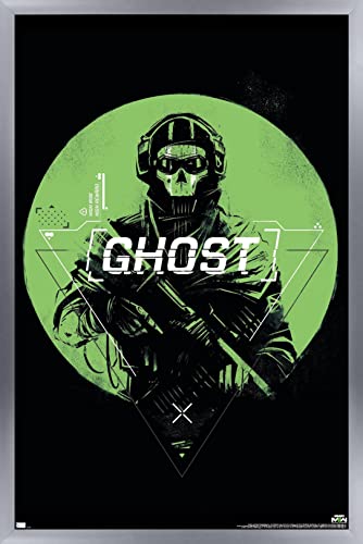 Trends International Call of Duty: Modern Warfare 2 - Ghost Emblem Wall Poster, 14.725" x 22.375", Silver Framed Version - color: Silver Framed Version, size: 22.4"L x 14.7"W
