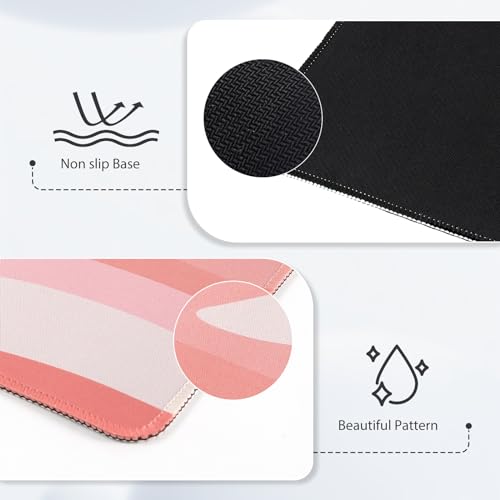 iCasso XXL Large Mouse Pad, Rubber Base Mousepad with Stitched Edges, Big Computer Mouse Mat for Office, Home, Fluid - color: Pink Topographic