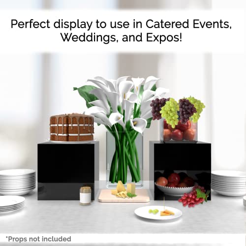 12 Inch Glossy Black Acrylic Display Box with One Open Side No Lid Versatile Square Plexiglass Merchandise Storage Bin or Retail Product Riser by Marketing Holders - color: 12" Black