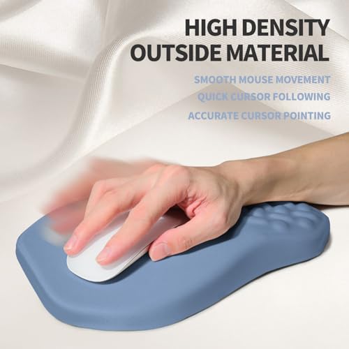 Ergonomic Raised Mouse Pad Wrist Support with Bilateral Slope Memory Foam Mousepad for Wrist Rest and Carpal Tunnel Pain Relief 11.8x7.9〃 Stone Blue - color: Stone Blue