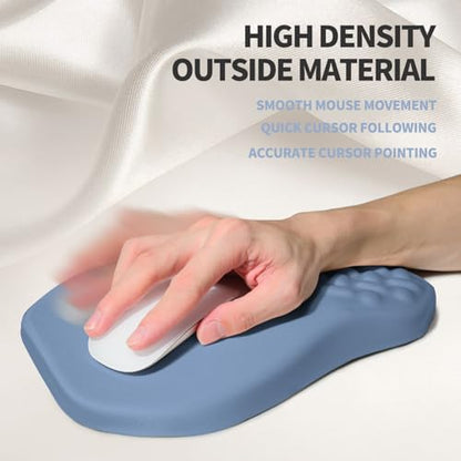 Ergonomic Raised Mouse Pad Wrist Support with Bilateral Slope Memory Foam Mousepad for Wrist Rest and Carpal Tunnel Pain Relief 11.8x7.9〃 Stone Blue - color: Stone Blue