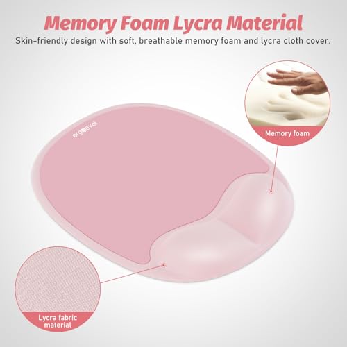 Ergonomic Mouse Pad with Wrist Rest & Elbow Support, Memory Foam Cushion, Non-Slip Base, Pain Relief for Office, Home & Gaming, Compatible with Vertical Ergonomic Mouse (Blush Pink) - color: Blush Pink