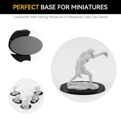 30PCS Textured Plastic Black Oval Miniature Bases, Model Base for Gaming Miniatures or Wargames Table Top Games - color: Oval-30pcs-black