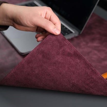 Jersey Genuine Calfskin Leather Desk Pad, Office Desk Mat with Non-Slip Bottom, Smooth Surface for Mouse & Keyboard, Desk Protector (36x19 inches) (Dark Purple) - color: Dark Purple