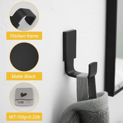 BESy Brass Clothes Hook Single Towel Hook for Bathroom Kitchen Garage Square Style Robe Hooks Coat and Hat Hook, Wall Mounted with Screws, Matte Black - color: Matte Black, size: 1 Pack