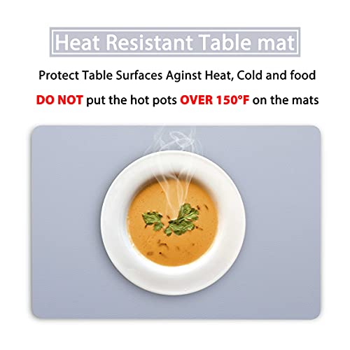 Wipeable Placemats Leather Table Mats Waterproof Heat-Resistant Easy to Clean for Dining Table Set Kitchen Table (2, Pale Blue) - color: Pale Blue, size: set of 2