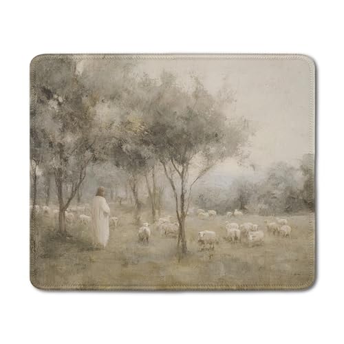 Vintage Christian Jesus with Lamb Mouse Pad, Christian Jesus Gifts Mouse Pads Mousepad for Office Desk Computers Laptop, Religious Office Supplies Desk Accessories, 9.5x7.9 Inch - color: 14Child, size: 9.5x7.9
