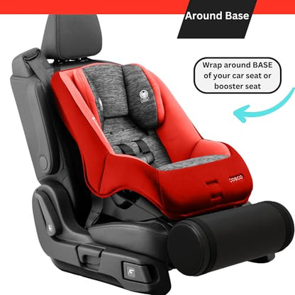 SWANOO Car Foot Rest with Extra Long Straps - Adjusts to Any Carseat or Toodlers Booster Seat - Black Leather Leg Rest for Kids - color: Leather Black