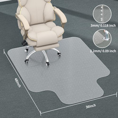 Office Chair Mat for Carpet, 36" X 48'' X 0.09" with Lip, Non-Slip Desk Chair Mat for Home Office, Protects Carpet - Can't be Used on Hardwood - size: 36" X 48"- Convex