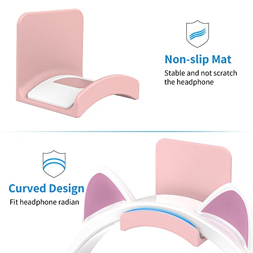 SOKUSIN Headphone Stand Headset Holder - Adhesive Gaming Earphones Hanger, Universal Desk Wall Mount Hook for All Headphone/Controller, Compatible with Beats, AirPods Max,Sony, JBL (Pink-2Pack) - color: Pink-2 Pack