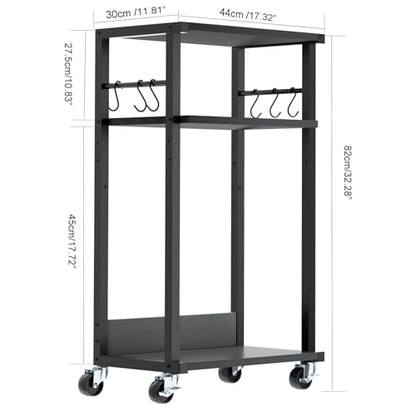 YMYNY Mobile Printer Stand, 3-Tier Printer Cart with Adjustable Storage Shelf and 6 S-Hooks, Tall Printer Table for Home Office, for Computer Tower Stand, Shredder, CPU Stand, Black, UHPT002B - color: Black-3 Tiers
