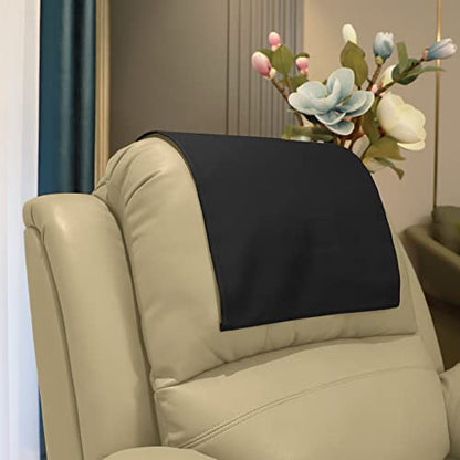 Premium Headrest Cover for Recliner Chair, Flame Retardant Faux Leather Recliner Headrest Protector, Wear Resistant Recliner Headrest Cover for Office Chair Theater Seat, 16W*27L, Black - color: Black