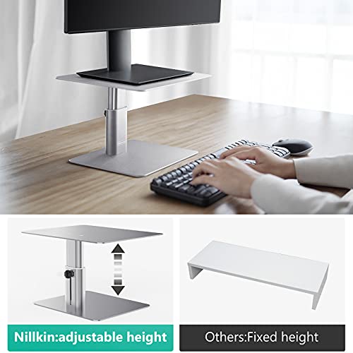 Nillkin Monitor Stand for Desk, Adjustable Height Computer Monitor Stand, Ergonomic Aluminum Computer Stand for Desktop Monitor, iMac, Studio Display XDR, Dell, HP, Lenovo, Other Screen Display, Silver - color: Silver
