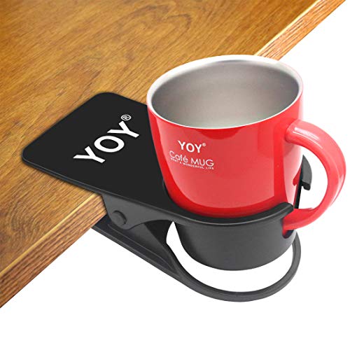 YOY Drink Cup Holder Clip - Table Desk Side Water Glass Beer Bottle Beverage Soda Coffee Mug Holder Cup Saucer Clip Design for Home Office, Black - color: Black for Mug, size: 1 Pack