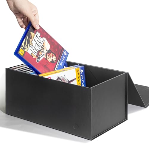 Video Game Storage Boxes, Blu-Ray Storage Boxes, Magnetic Video Game Box Protector Case, Store Up to 20 Cases – 1 Pack